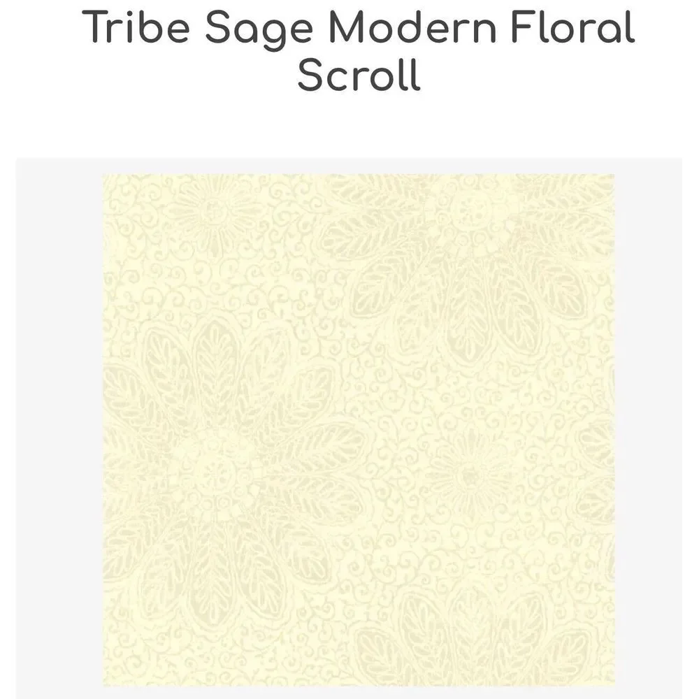Kenneth James 301-66951 Tribe Modern Floral Scroll Wallpaper, Sage Total 156sq F